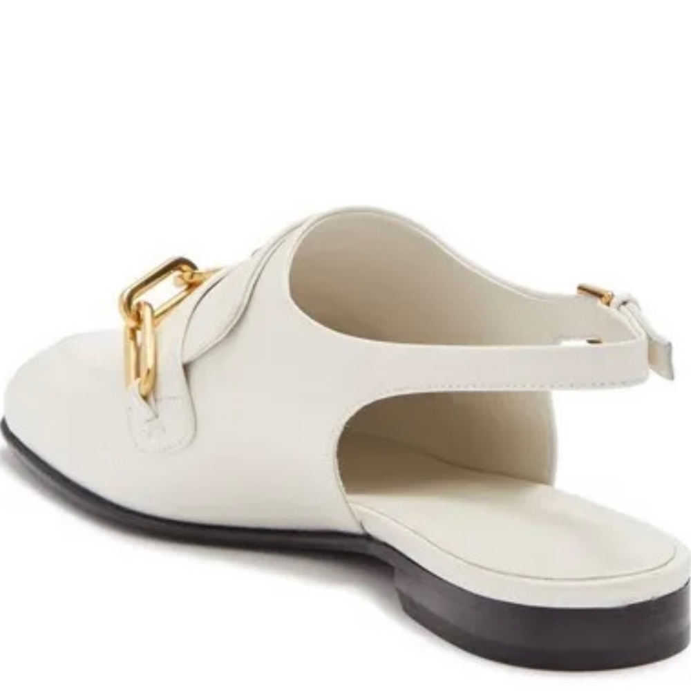 Burberry chain Link Detail Leather Slingback Loafers In off-white/ cream - Picture 7 of 11